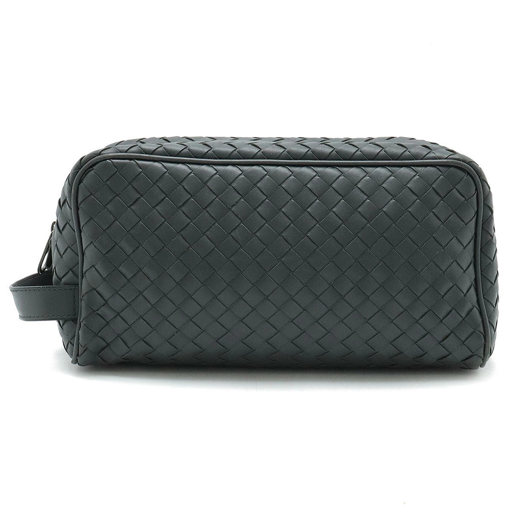 BOTTEGA VENETA Intrecciato Shoulder Bag Calf Leather Dark Gray